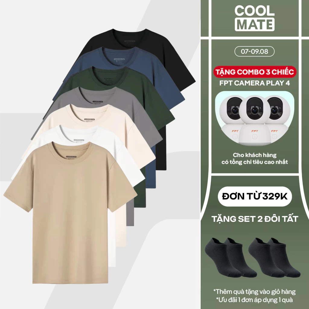 Áo thun nam TShirt Basic Cotton 100% 220gsm dày dặn mềm mại Coolmate đang được đối chiếu cho người mua tại Việt Nam