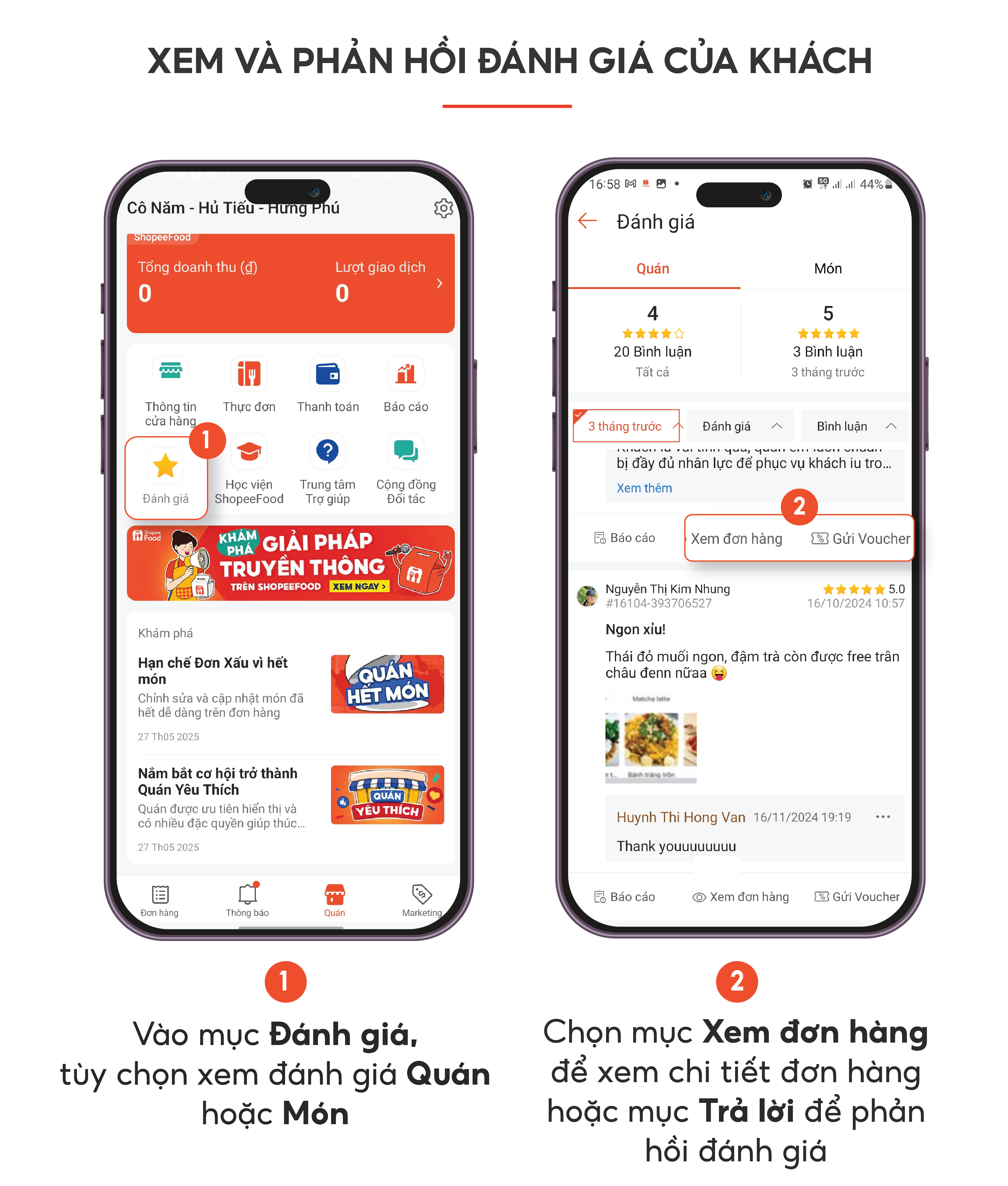 XEM VÀ PHẢN HỒI ĐÁNH GIÁ CỦA KHÁCH